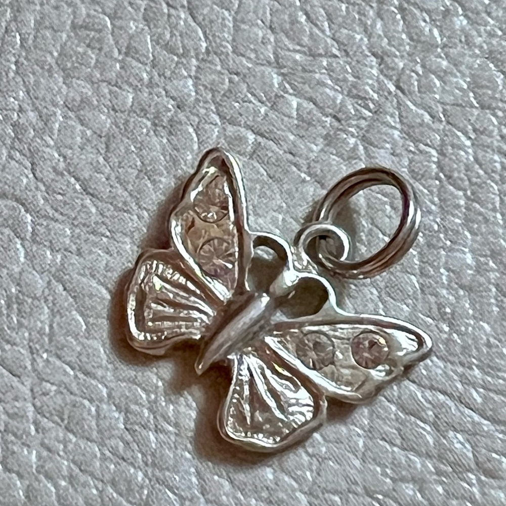 925 Sterling Silver Butterfly Charm Sterling Jewelry Faux Diamonds in the wings